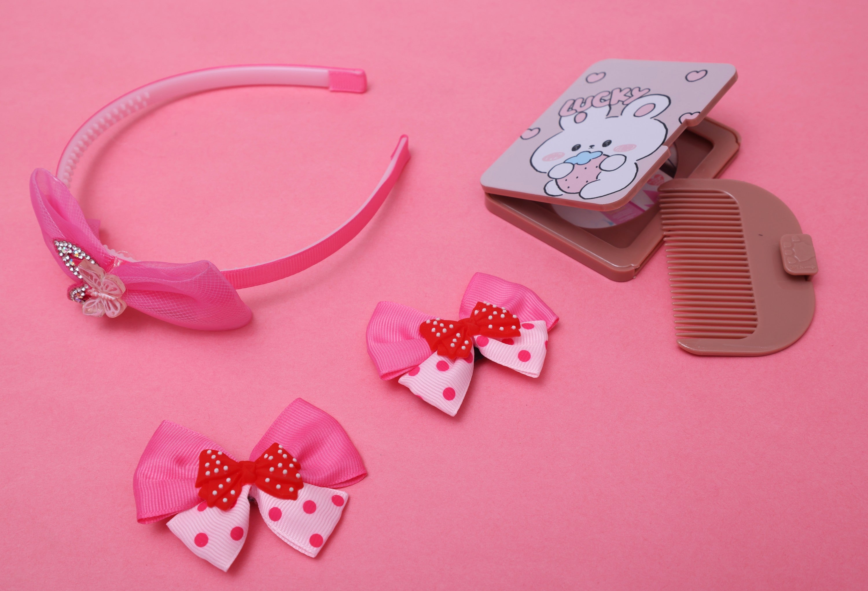 ilearnngrow Bow Hair Accessories Set -  Pink