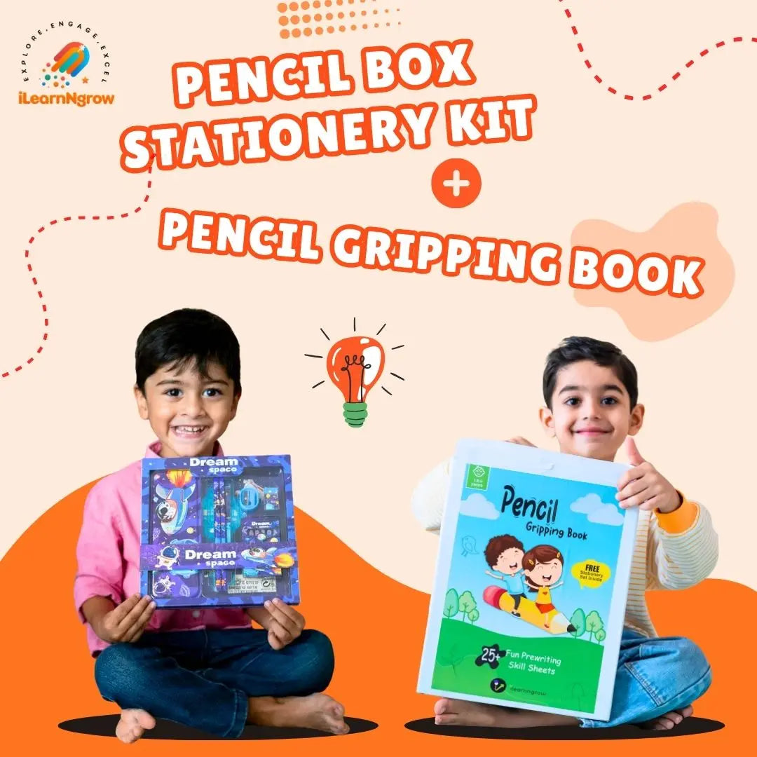 Pencil Box Stationery Kit for Kids + Pencil Gripping Book