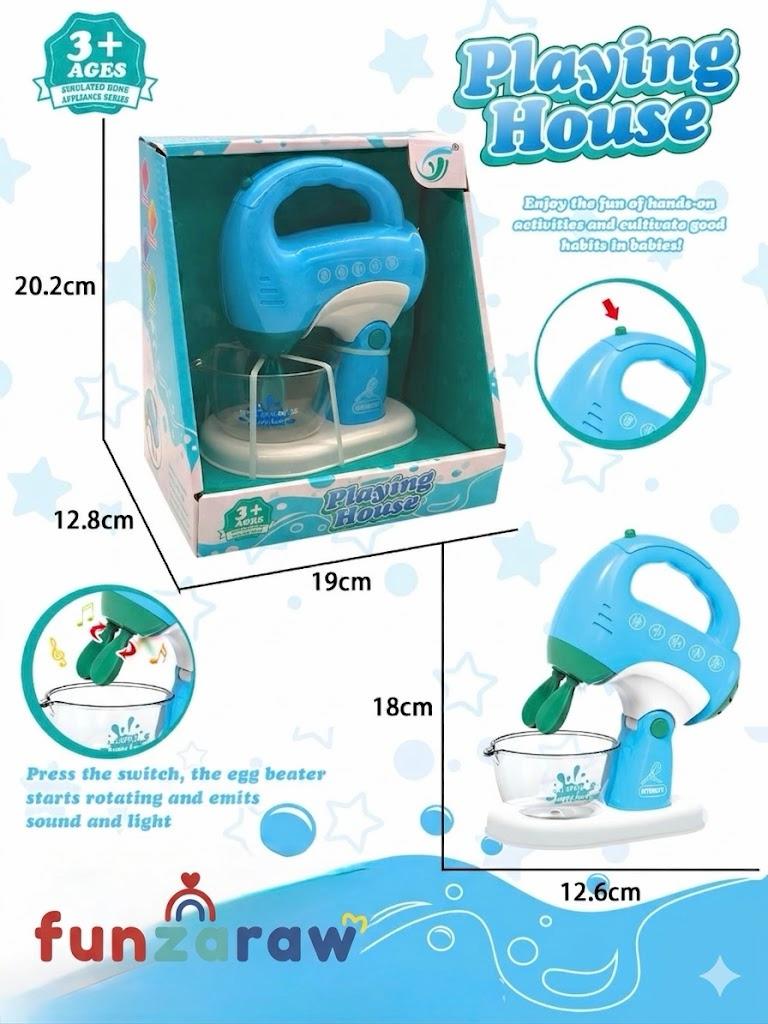 iLearnNGrow Pretend Play Hand Blender Mixer Toy for Kids | Light & Sound Kitchen Appliance Set with Rotating Beater | Role Play Cooking Toy for Boys & Girls 3+ Years