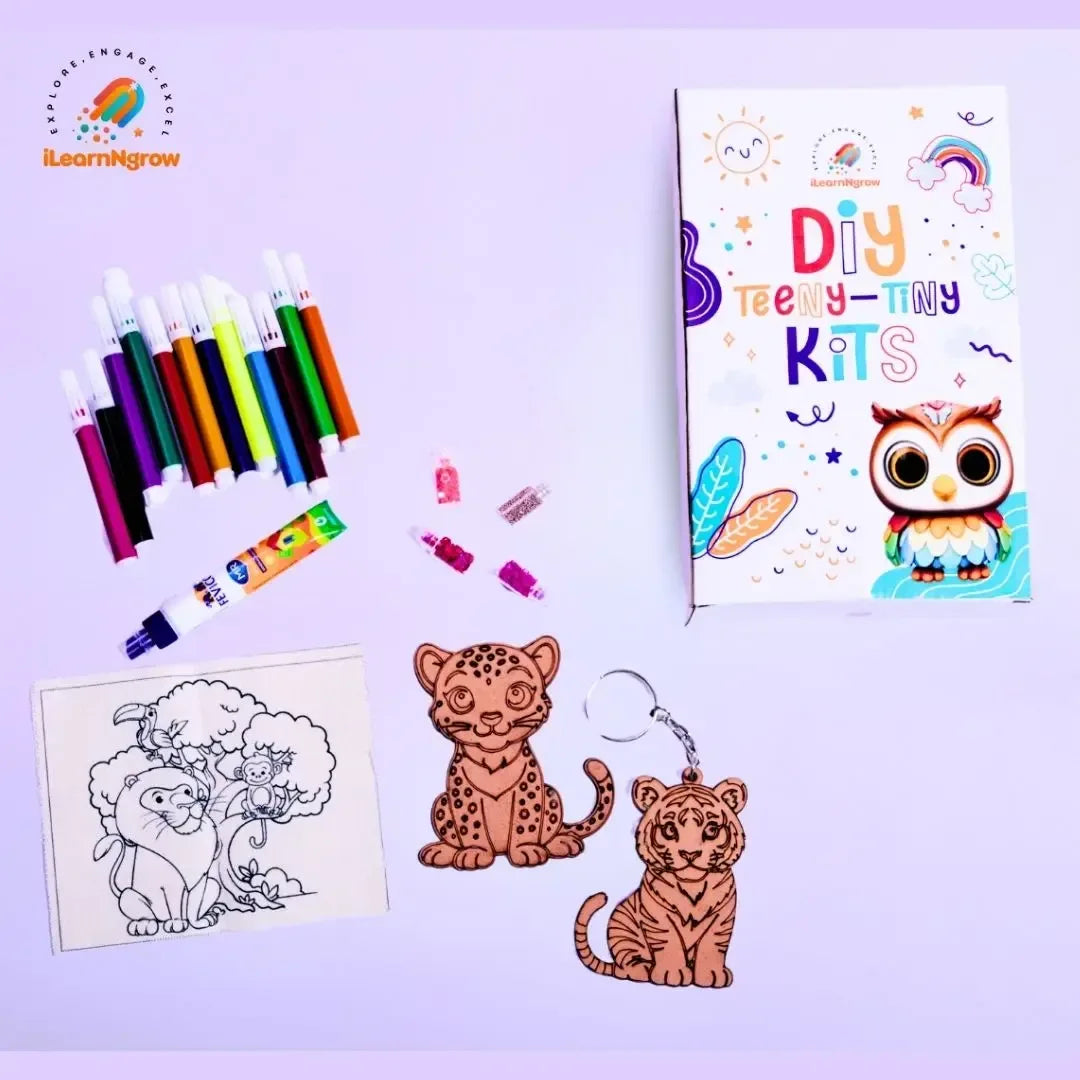 Teeny Tiny Space & Animal Craft Bundle for Kids – Door Handle Name Plate & Animal Painting Kit - ilearnngrow Learning Solutions Pvt Ltd