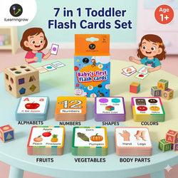 7-in-1 Flash Cards Combo | Montessori skills development, Tracing, Colouring, Matching and more | Experiential hands-on learning 150+ cards