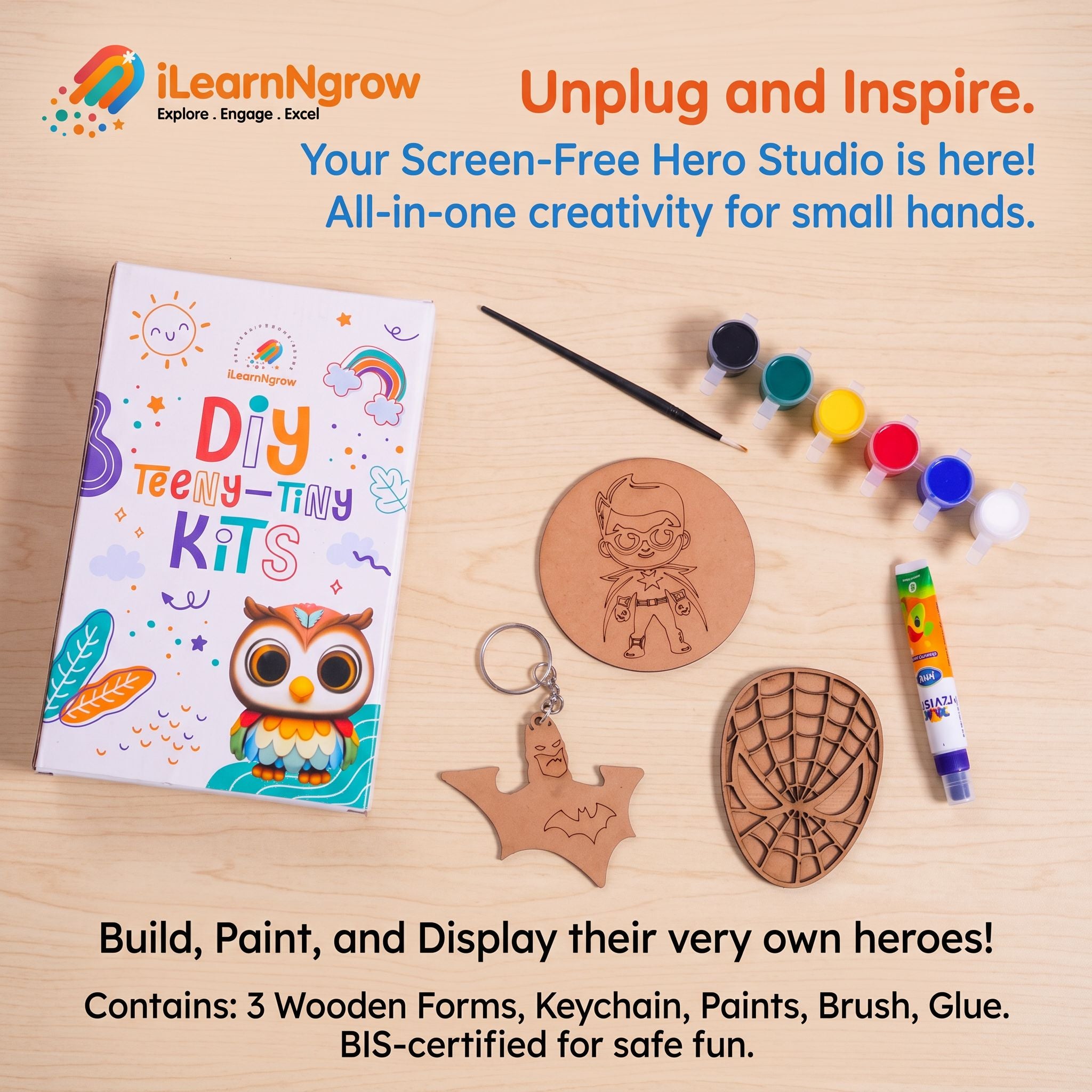 Teeny Tiny DIY Superhero Painting Kit – 3‑in‑1 Craft Set for Kids