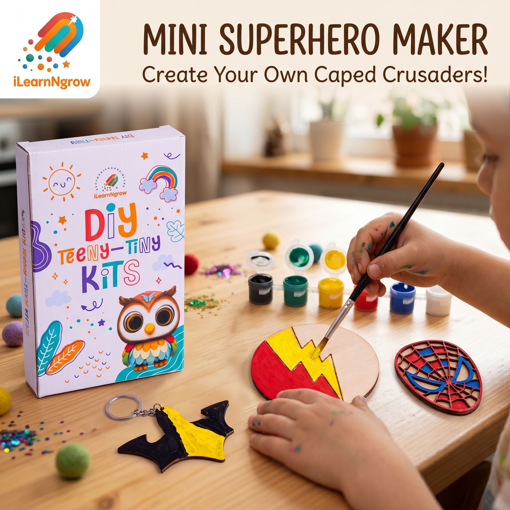 Teeny Tiny DIY Superhero Painting Kit – 3‑in‑1 Craft Set for Kids