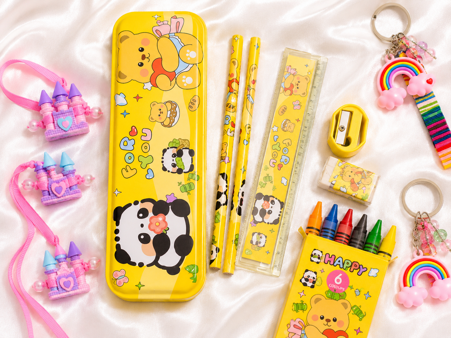 iLearnNGrow Panda Theme Stationery Rakhi Combo – Cute Panda Pencil Box Set with Rakhi for Kids